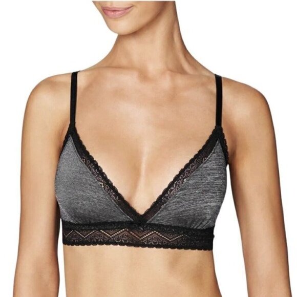 FREE Heidi by Heidi Klum Marl With Lace Soft Cup Bra Natural Lift Gray Black Med - Picture 2 of 7